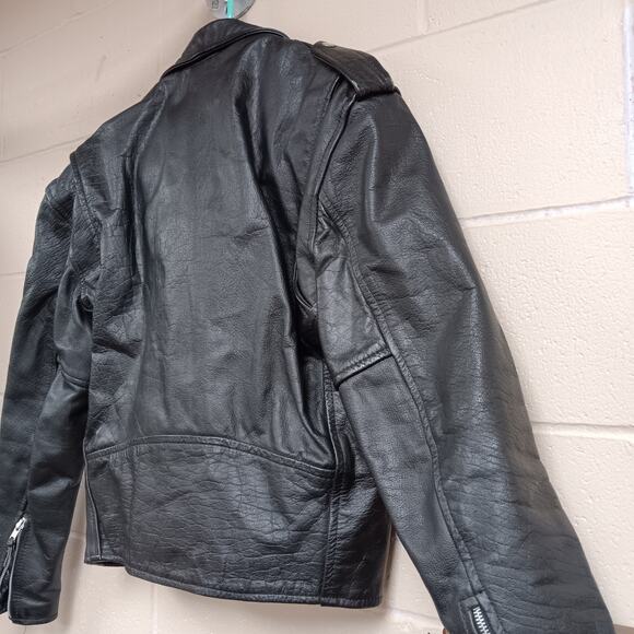 Vtg 1990s L.A. ROXX Cafe Racer Motorcycle Leather Bomber Jacket Coat Mens 42 - Picture 7 of 10